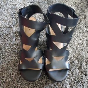 Torrid Black Cutout Platform Wedges size 9 Wide